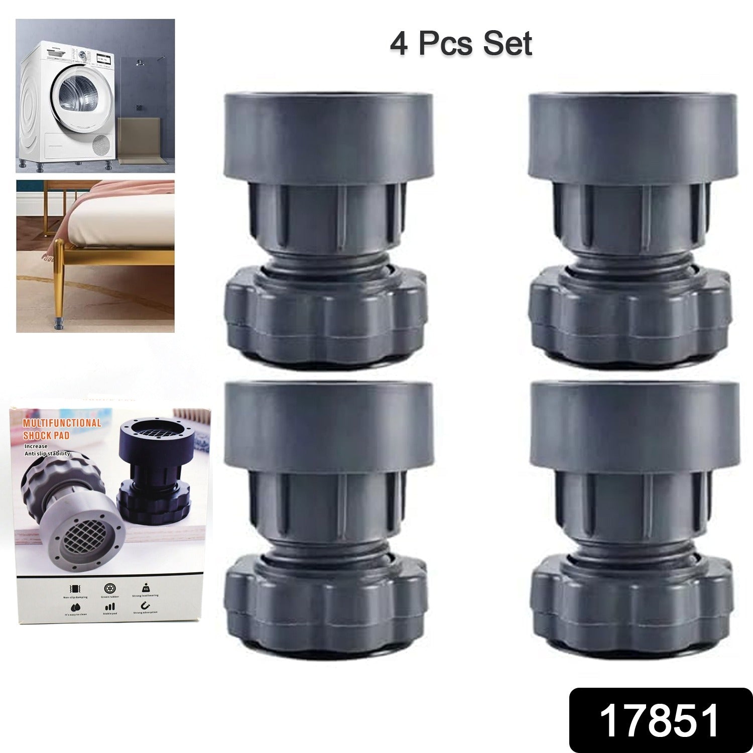 17851 Plastic Washing Machine Vibration Feet Pad, Adjustable Highly Non-Slip Support Anti Vibration Pads Walk Pads Shock Absorber Noise Cancelling Furniture Lifting Base (4 Pcs Set) 17851 Plastic Washing Machine Vibration Feet Pad, Adjustable Highly Non-Slip Support Anti Vibration Pads Walk Pads Shock Absorber Noise Cancelling Furniture Lifting Base (4 Pcs Set)